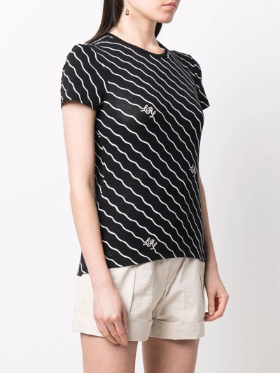 Shop Lauren Ralph Lauren Diagonal-stripe Slim-fit T-shirt In Blue