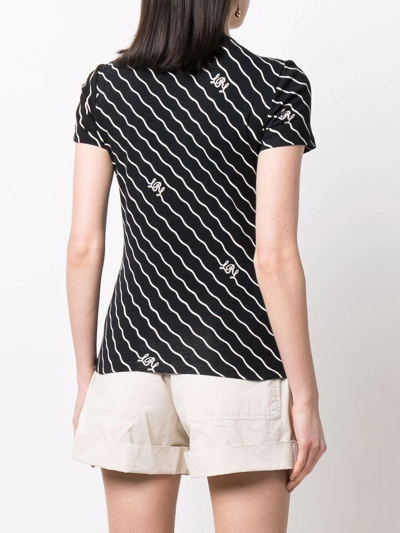 Shop Lauren Ralph Lauren Diagonal-stripe Slim-fit T-shirt In Blue