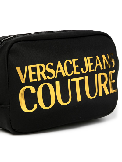 Shop Versace Jeans Couture High-shine Logo Belt Bag In Black
