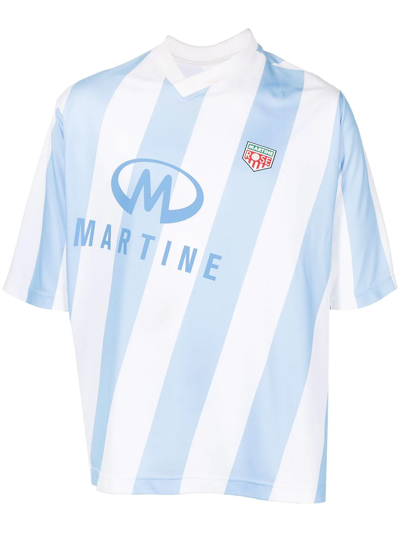Shop Martine Rose Striped Logo T-shirt In Blue