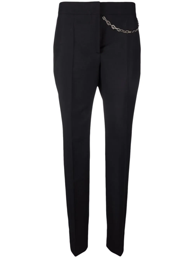 Givenchy Black Wool & Mohair Chain Trousers In Black