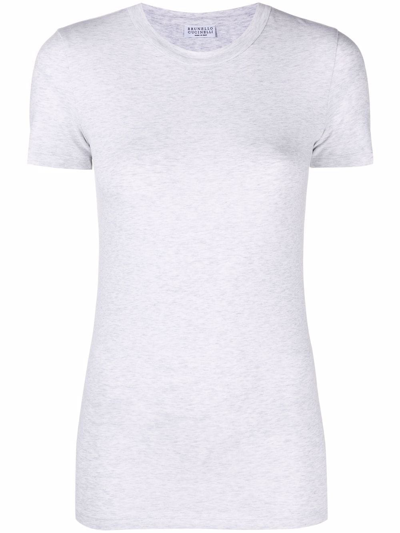 Shop Brunello Cucinelli Round-neck Short-sleeve T-shirt In Grey