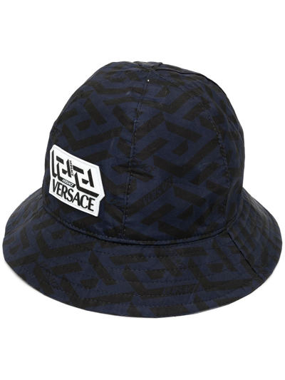 Shop Versace Logo-patch Bucket Hat In Black