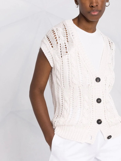 Shop Peserico Open-knit Buttoned Vest In White