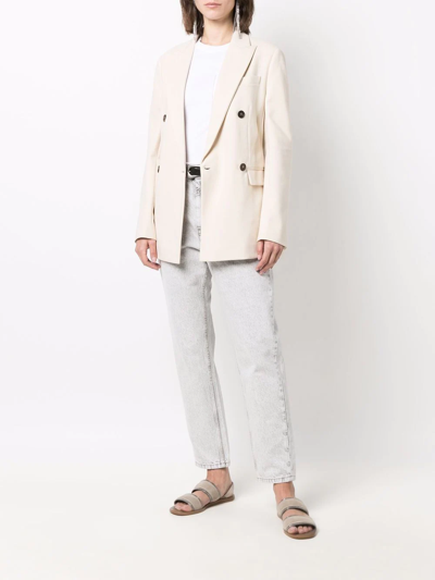 Brunello Cucinelli Double-breasted Tailored Blazer In Neutrals