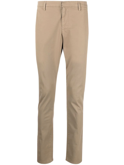 Shop Dondup Pleated Slim-fit Chinos In Neutrals