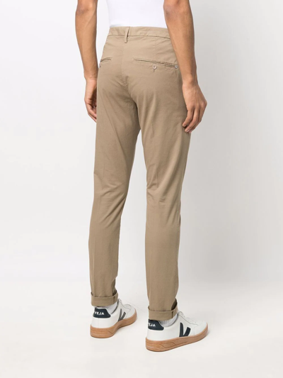 Shop Dondup Pleated Slim-fit Chinos In Neutrals