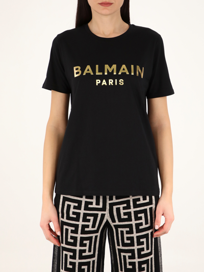 Shop Balmain Black T-shirt With Logo