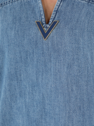 Shop Valentino Light Blue Denim Shirt