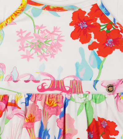 Shop Versace Baby Jardin Printed Cotton-blend Dress In Bianco+multicolor