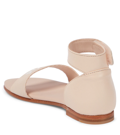 Shop Chloé Leather-trimmed Sandals In Pale Pink