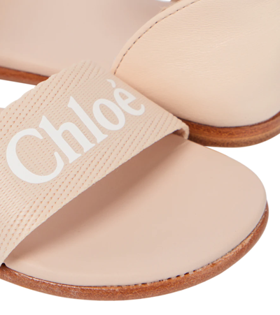 Shop Chloé Leather-trimmed Sandals In Pale Pink