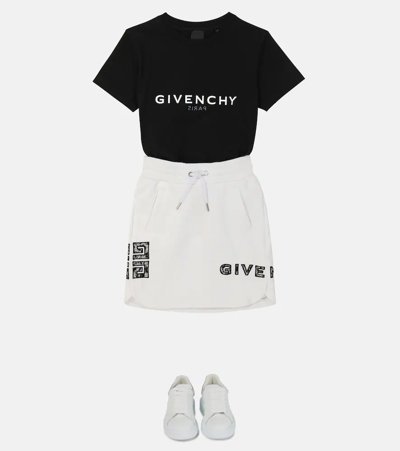 Shop Givenchy Logo Cotton-blend Skirt In White