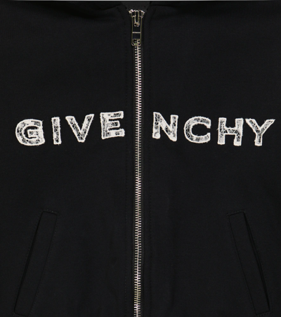 Shop Givenchy Logo Cotton-blend Zip-up Hoodie In Black