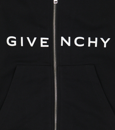 Shop Givenchy Logo Zipped Hoodie In Black