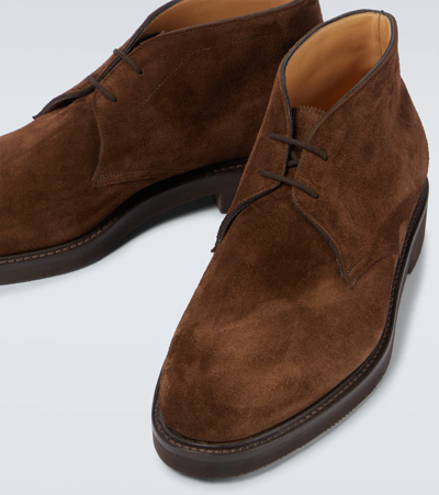 John Lobb Heywood Suede Desert Boots In Dark Brown