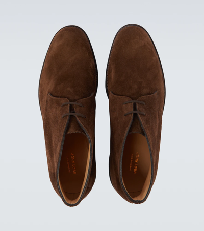 Shop John Lobb Heywood Suede Desert Boots In Dark Brown