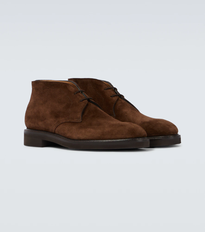 John Lobb Heywood Suede Desert Boots In Dark Brown