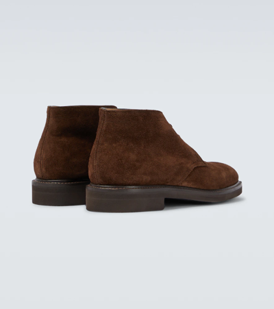 John Lobb Heywood Suede Desert Boots In Dark Brown