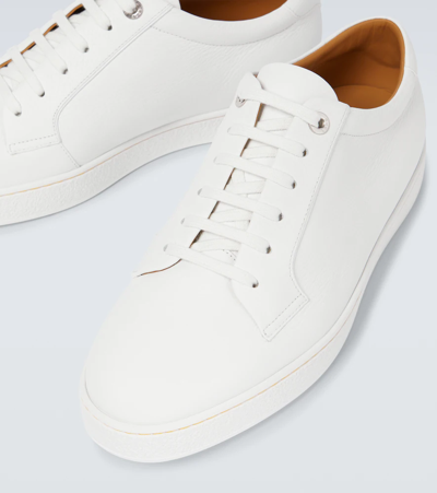 Shop John Lobb Molton Leather Sneakers In White
