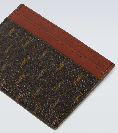 Shop Saint Laurent Monogrammed Leather Cardholder In Choc/kak/brun Roui