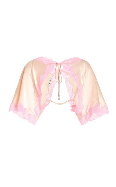Shop Alexander Wang Women's Lace Slip Silk Shrug In Pink