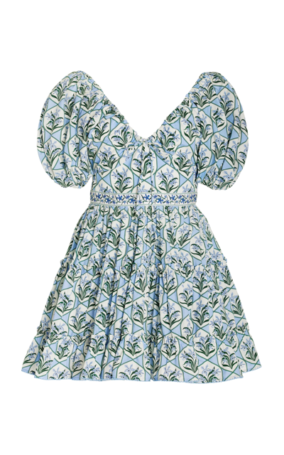 Shop Agua By Agua Bendita Women's Manzanilla Cotton Mini Dress In Blue