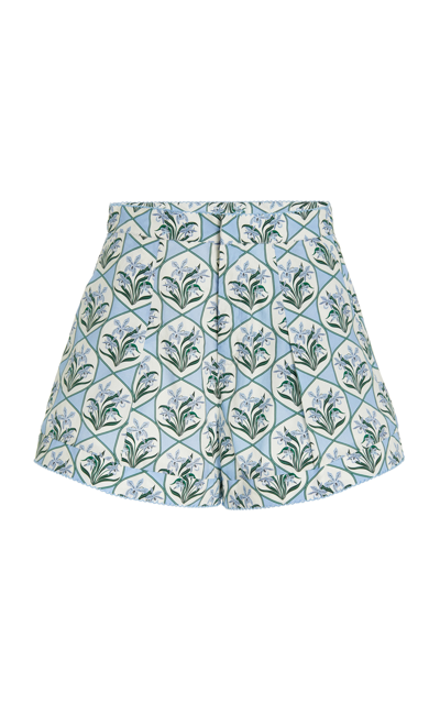 Shop Agua By Agua Bendita Women's Toronjil Cotton Mini Shorts In Blue