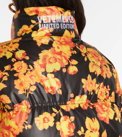 Shop Vetements Down Puffer Jacket In Black Flower Print