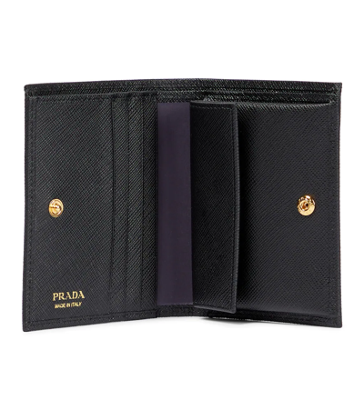 Prada Logo Saffiano Leather Wallet In Nero