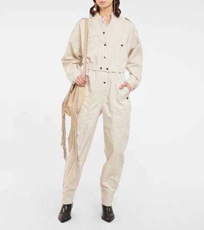 Shop Isabel Marant Étoile Ruthel Cotton Jumpsuit In Ecru