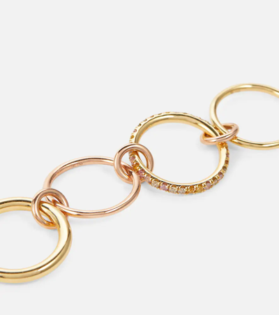 Spinelli Kilcollin Nimbus 18kt Gold And Rose Gold Linked Rings With Sapphires And Diamonds In Yg-rg-orange-pink-champagne