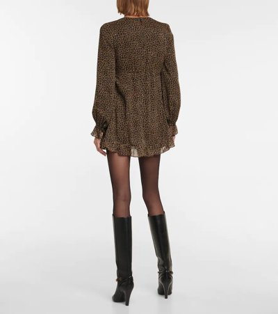 Shop Saint Laurent Wool Leopard-print Minidress