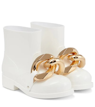 Shop Jw Anderson Chain-embellished Rubber Ankle Boots In White