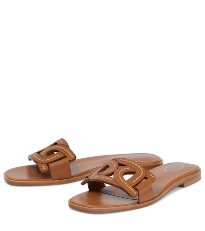 Shop Tod's Catena Leather Slides In 0