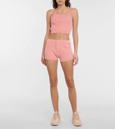 Shop Live The Process Boy Ribbed-knit Shorts In Thai Guava