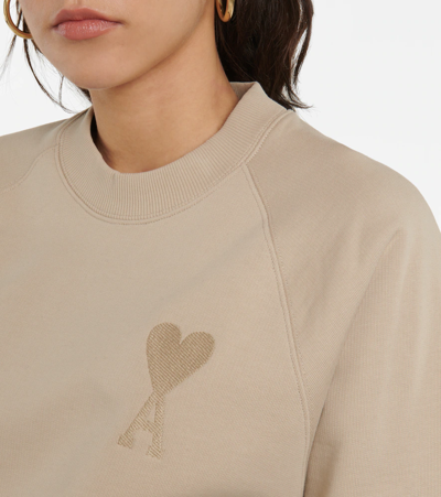 Shop Ami Alexandre Mattiussi Ami De Caur Cotton Sweatshirt In Beige