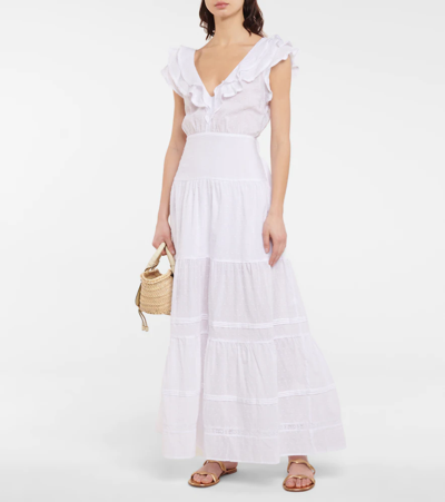 Poupette St Barth Della Cotton Midi Dress In White