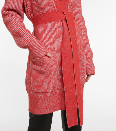 Shop Joseph Cotton, Wool And Cashmere Cardigan In Scarlet