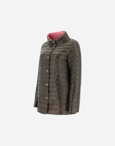 Herno Reversible A-shape In Nylon Ultralight In ミリタリー/ピンク