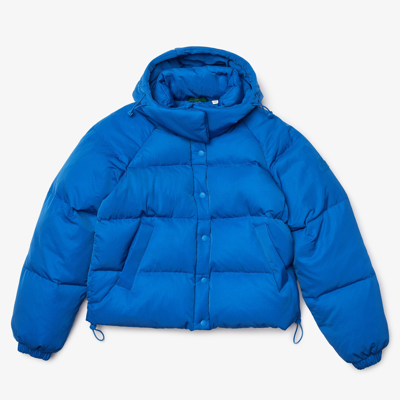 Shop Lacoste Live Lacoste Women's Live Detachable Hood Short Quilted Rain Jacket - 40 In Blue