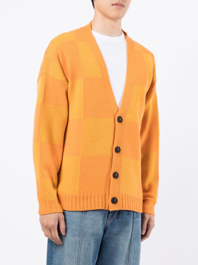 Shop Off-white Intarsia-pattern Cardigan In Orange