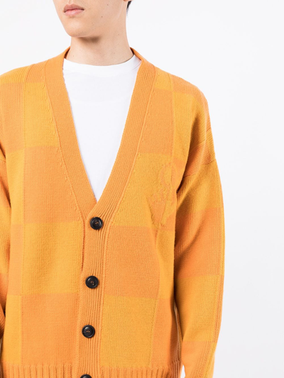 Shop Off-white Intarsia-pattern Cardigan In Orange