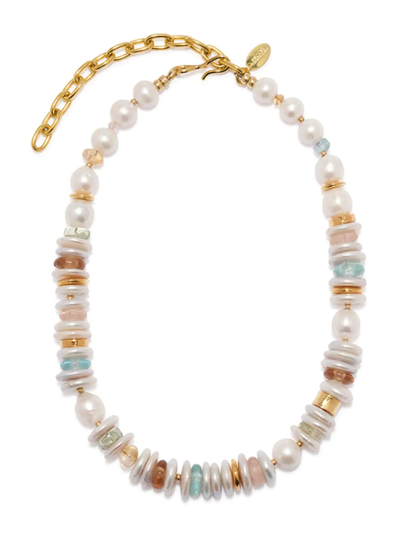Shop Lizzie Fortunato Women's Moonlight 18k Gold-plated & Multi-stone Beaded Necklace