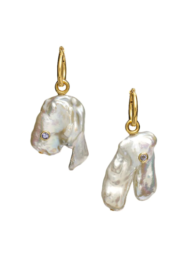Shop Lizzie Fortunato Women's Acoma 18k Gold-plated, Cultured Freshwater Pearl & Tanzanite Drop Earrings In White