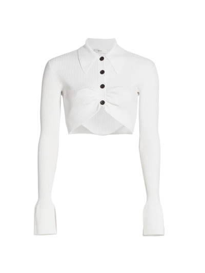 Shop A.l.c Women's Ashlyn Rib-knit Cropped Top In White