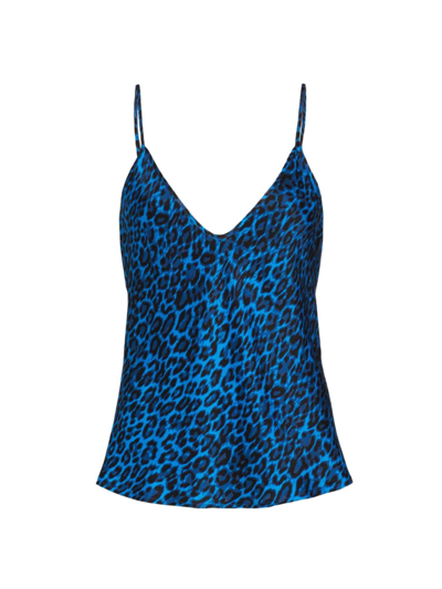 Shop L Agence Women's Lexi Leopard Satin Camisole Top In Electric Blue