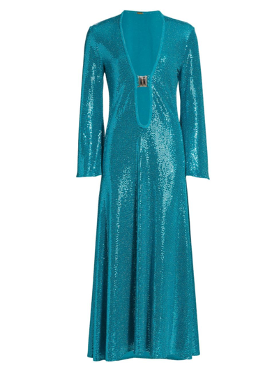Shop Dodo Bar Or Women's Jullie Sequined Maxi Dress In Turquoise