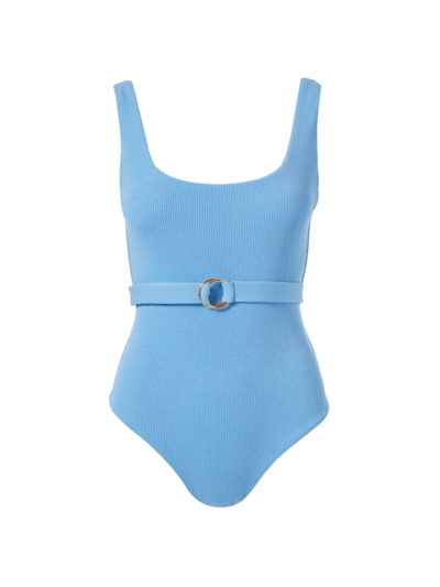 Shop Melissa Odabash Women's Rio Belted Textured One-piece Swimsuit In Ridges Blue