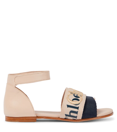 Shop Chloé Leather-trimmed Sandals In Pink